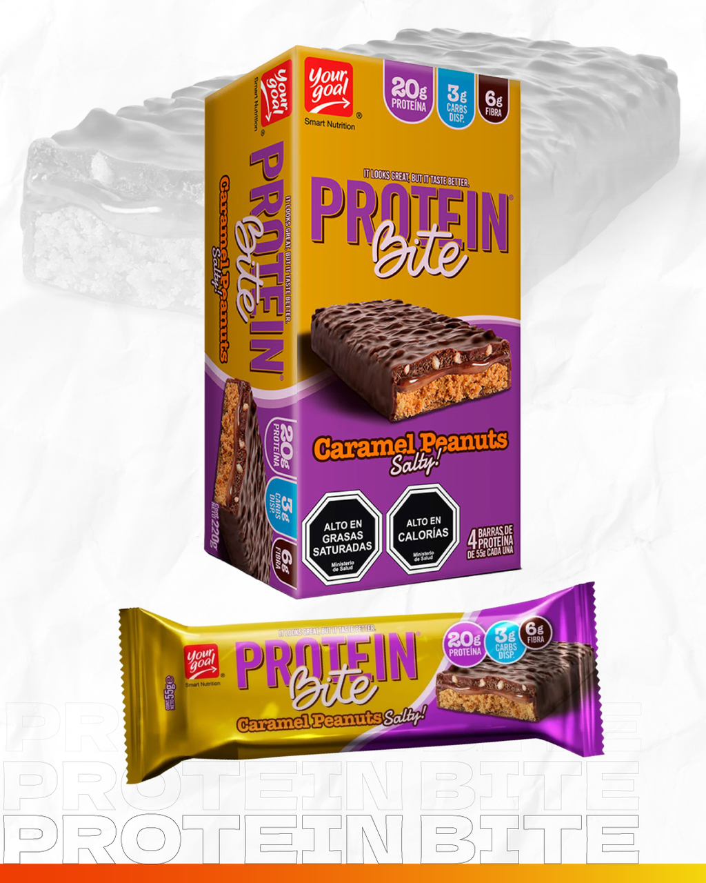 Protein Bite Caramel peanuts 4 unidades