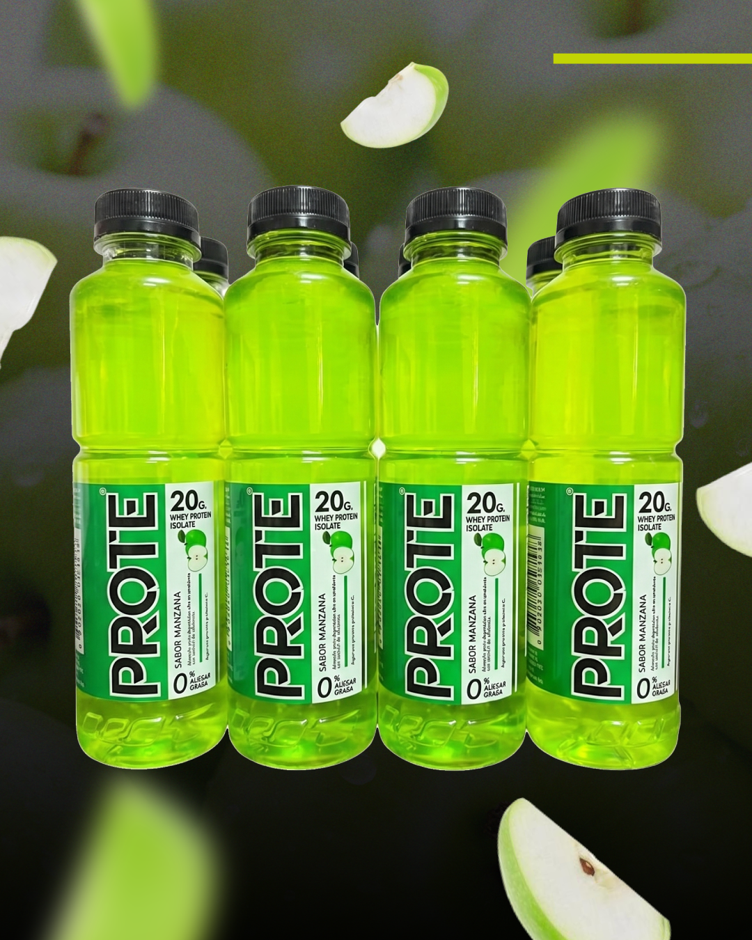 Pack 12 proteína líquida Whey Isolate- 500ml Manzana